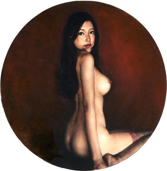 韩丽娟 黑丝袜 长 60cm 宽 60cm 布面油画