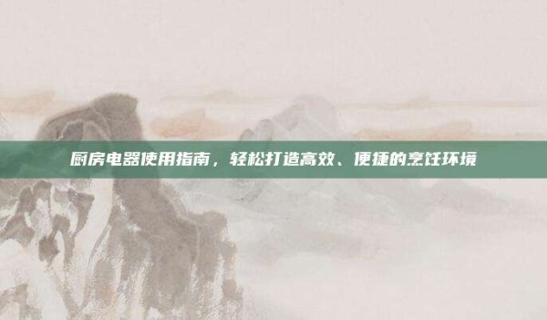 厨房电器使用指南,轻松打造高效、便捷的烹饪环境