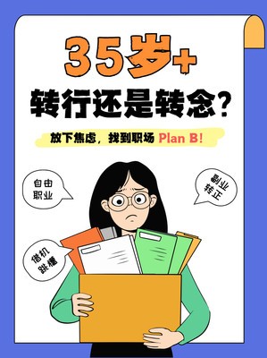 蓝橙色卡通职业规划小红书封面