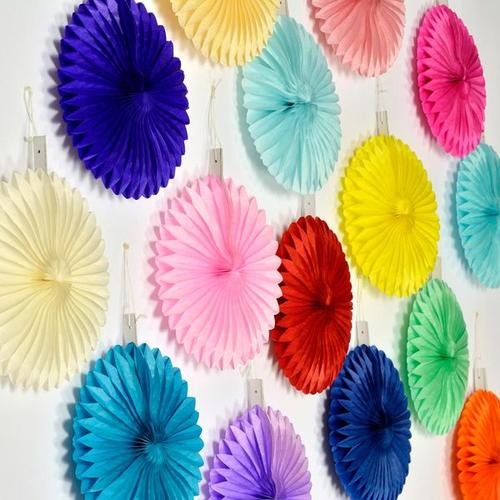 fan paper 派对用品 折纸装饰品 翻花 蜂窝纸扇 纸花扇 25cm