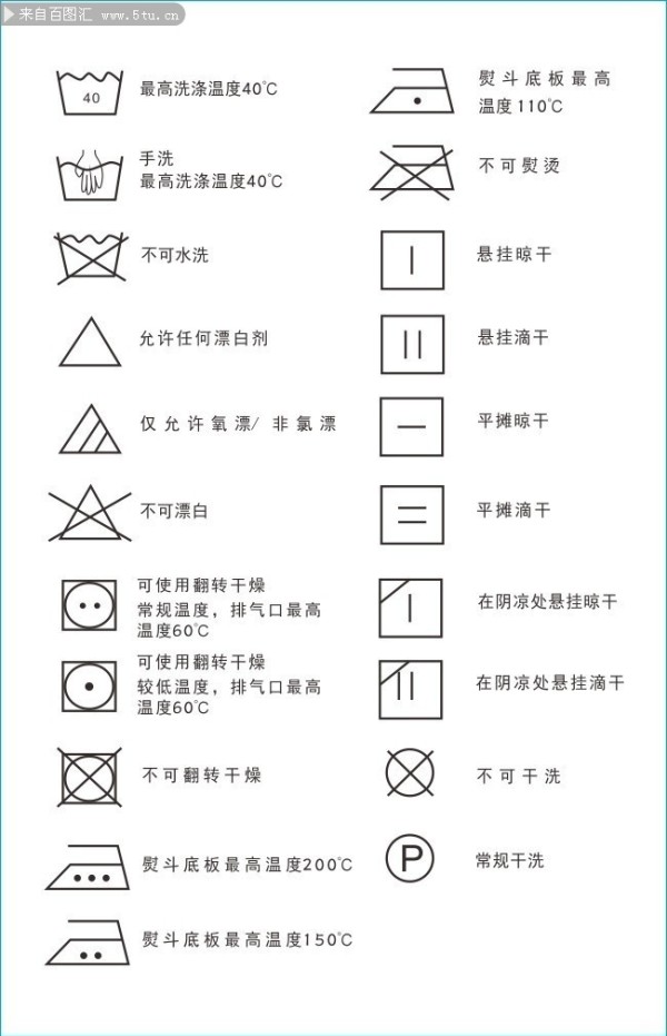 衣服洗水标签标志