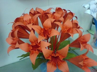 折纸百合花教案格式手工折纸六瓣百合花束折纸百合花教案