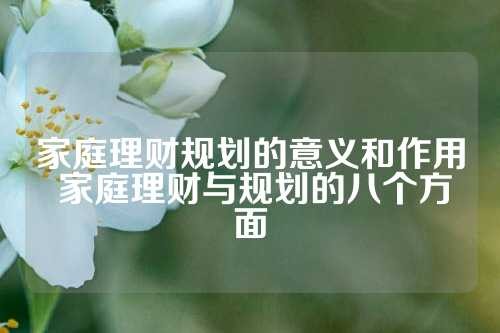 家庭理财规划的意义和作用 家庭理财与规划的八个方面