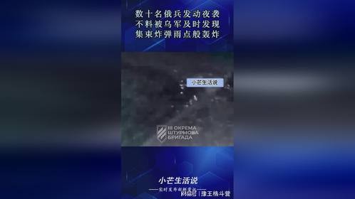 数十名俄兵发动夜袭，不料被乌军及时发现，集束炸弹雨点般轰炸