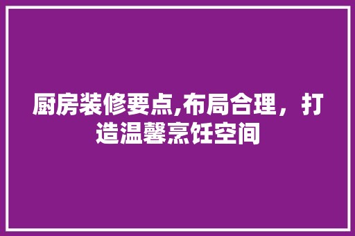 厨房装修要点,布局合理，打造温馨烹饪空间 设计风格