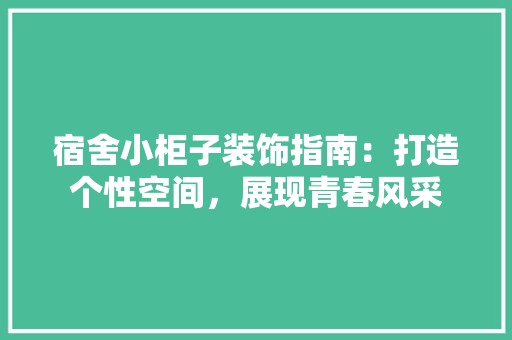 宿舍小柜子装饰指南：打造个性空间，展现青春风采 现代风格装饰
