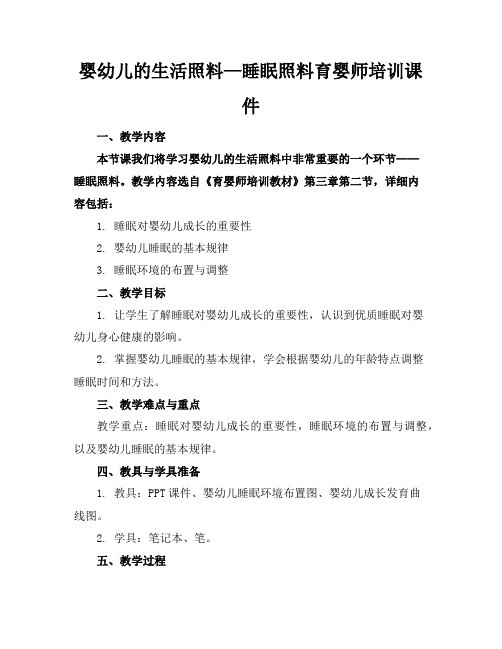 婴幼儿的生活照料—睡眠照料育婴师培训课件