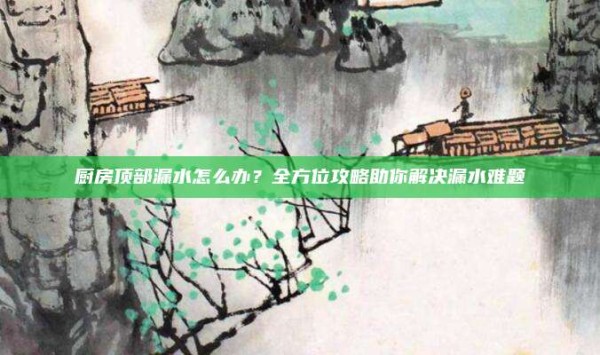 厨房顶部漏水怎么办?全方位攻略助你解决漏水难题