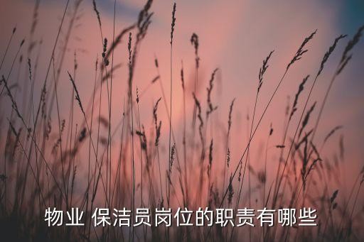 物业 保洁员岗位的职责有哪些