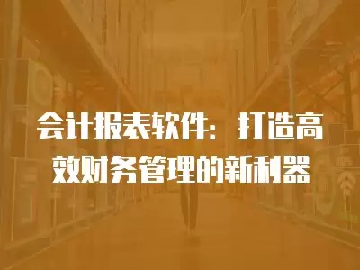 会计报表软件：打造高效财务管理的新利器