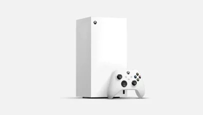 Xbox Series X 冰雪白数字版，带 Xbox 无线控制器。