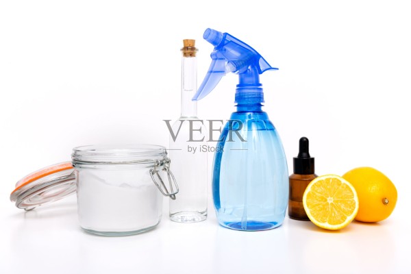 环保天然清洁剂，清洁产品。自制的绿色清洗照片摄影图片