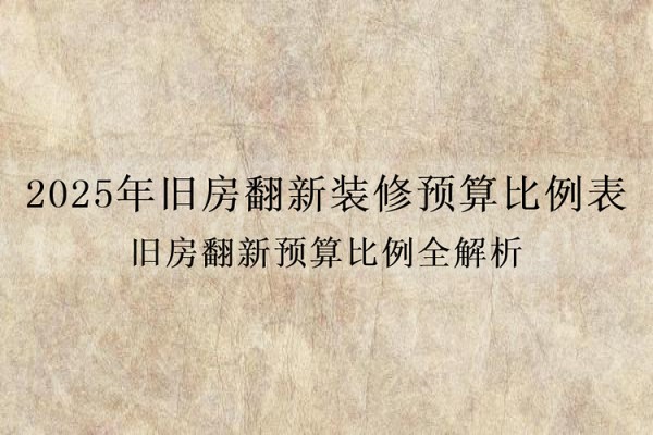 2025年旧房翻新装修预算比例表