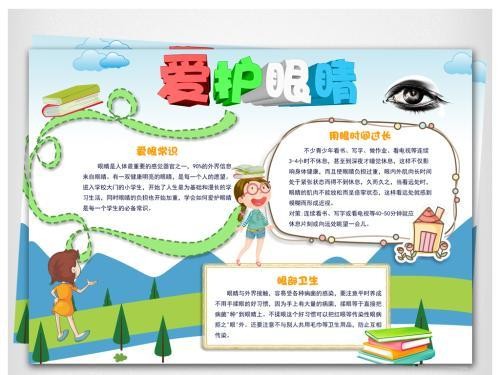 爱护眼睛保护视力小报手抄报电子模板