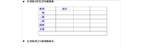 公司卫生清洁标准及排班表