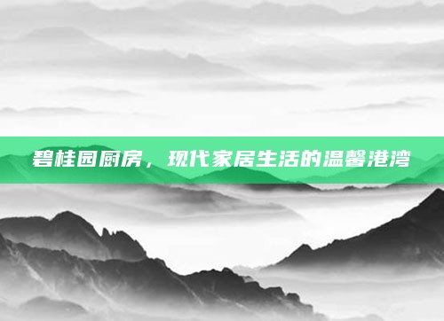 碧桂园厨房,现代家居生活的温馨港湾