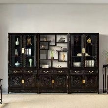华夏名琢定制红木客厅屏风隔断 定做紫光檀珠宝柜 万历柜款式绚丽
