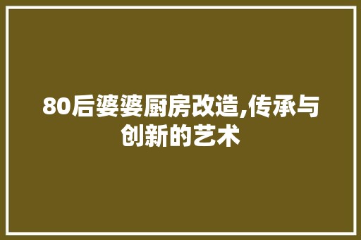 80后婆婆厨房改造,传承与创新的艺术