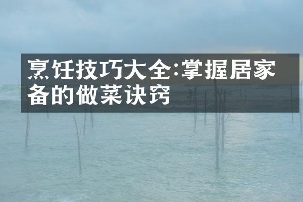 烹饪技巧大全:掌握居家必备的做菜诀窍