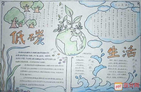 范文 时事热点 低碳生活 节能减排低碳环保行动手抄报图10