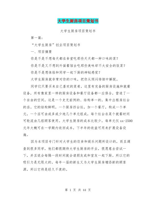 大学生厨房项目策划书(完整版)