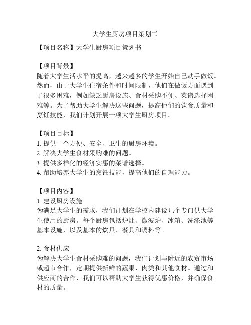 大学生厨房项目策划书