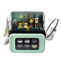 厨房用品家用大全放调料调味品烘焙精灵收纳盒酱油瓶架子多功能置物架 第四代翻盖麦香绿