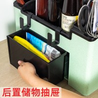 厨房置物架家用厨房用品大全烘焙精灵多功能灶台厨具架调味品收纳盒 豪华款小麦黄(手机槽+前置带防尘盖+挂钩架+后置抽屉盒)