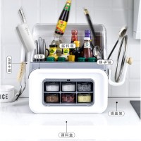 厨房用品家用大全放调料调味品烘焙精灵收纳盒酱油瓶架子多功能置物架 第四代翻盖麦香绿