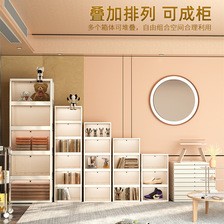 新款双开门折叠收纳柜透明大容量玩具收纳整理柜三层折叠收纳箱