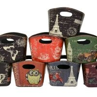 欧式复古PU礼品篮圣诞礼品篮家居用品收纳篮皮质家居办公储物篮带手挽H14-08-H14-15