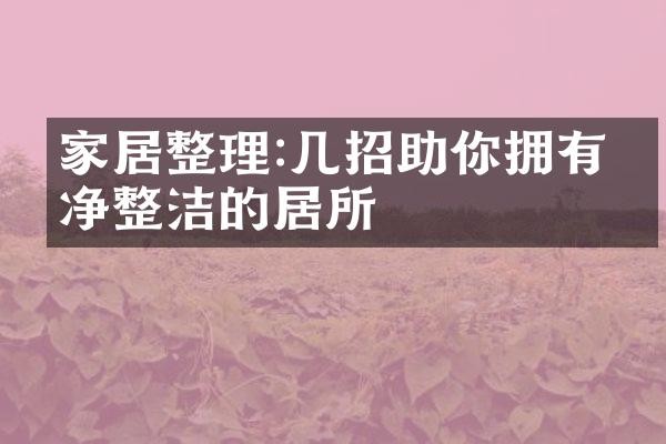 家居整理:几招助你拥有干净整洁的居所