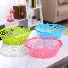 厂家直销镂空加厚沥水篮 厨房圆形洗菜篮 塑料水果篮收纳蓝果蔬篮