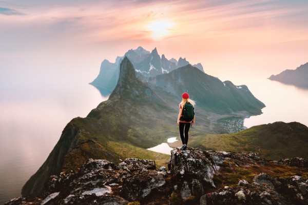 SOlo Travel Woman at Norway Mountains Landscape View - Solo Travel tips