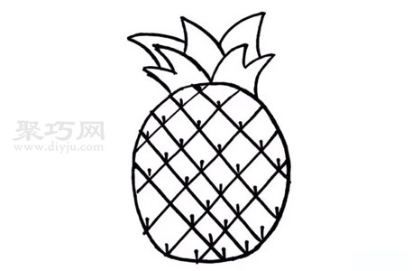 菠萝画法步骤图解 一起来学菠萝简笔画