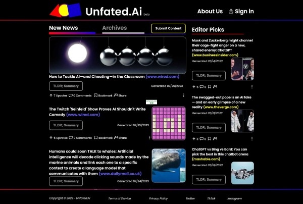 Unfated.Ai - AI驱动新闻聚合,展示AI技术正面应用