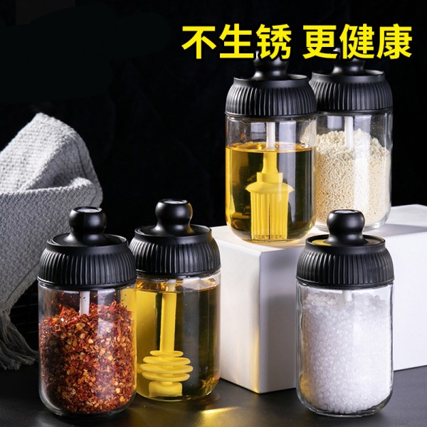 调料罐子厨房用品家用密封油壶盐味精勺盖一体调味瓶罐