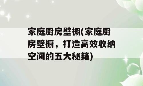 家庭厨房壁橱(家庭厨房壁橱，打造高效收纳空间的五大秘籍)