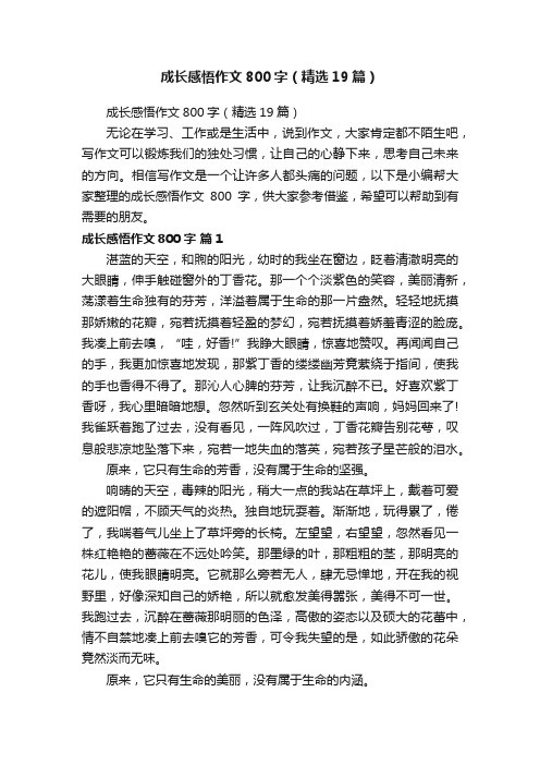 成长感悟作文800字（精选19篇）