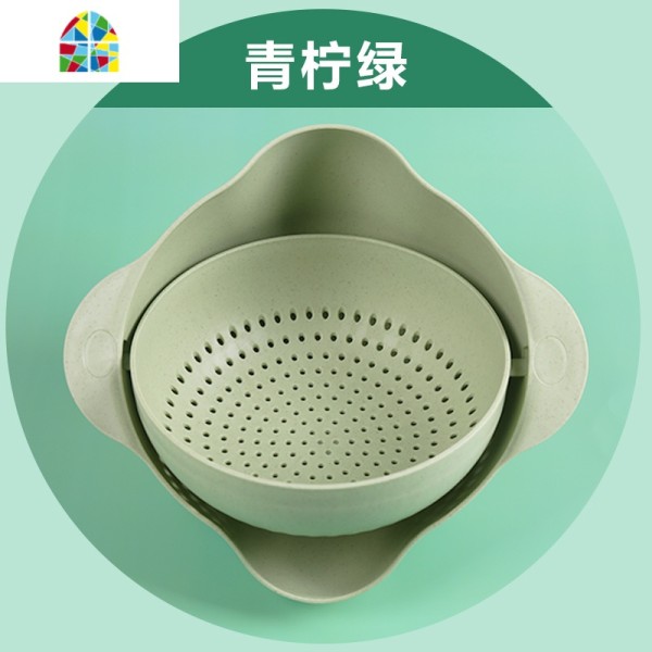 家用旋转双层洗菜盆沥水篮懒人水果盘厨房大号洗沥水篮