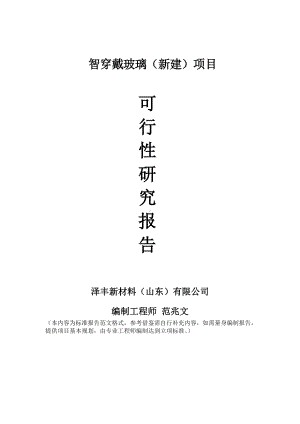 智穿戴玻璃建议书可行性研究报告备案可修改案例模板.doc