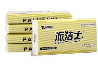 派洁士高档商用面巾纸 酒店客房大幅餐巾纸纸巾整箱实惠装80长抽 一箱100包