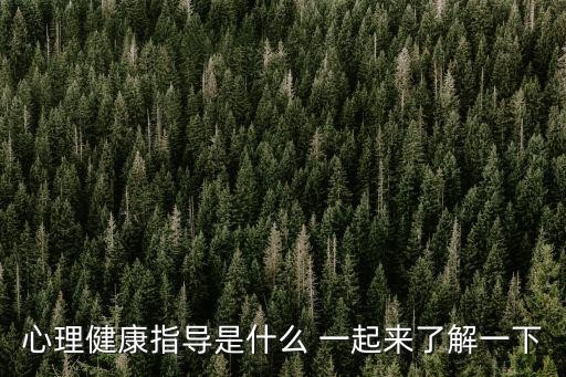 心理健康指导是什么 一起来了解一下