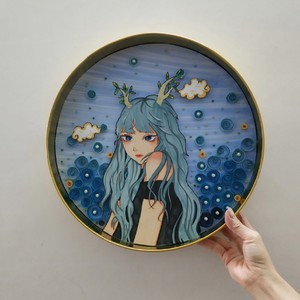 幼儿园环保手工废物利用铁盒改造装饰画纯手工diy定制
