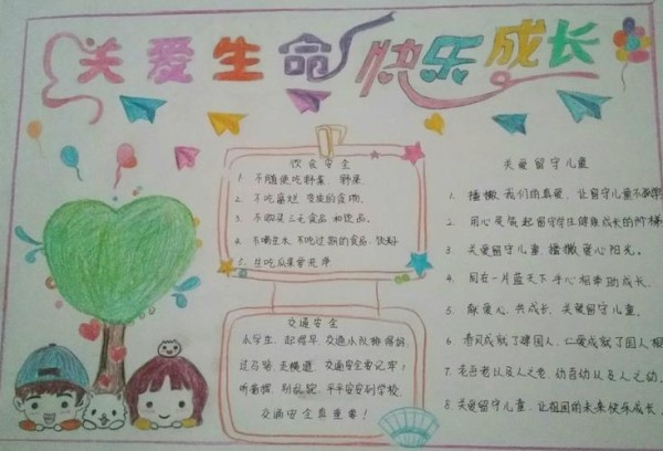 学生制作以关爱生命快乐成长为主题的手抄报.
