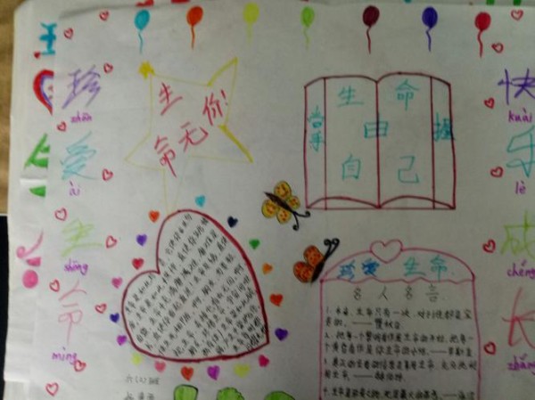 六年级二班《珍爱生命快乐成长》手抄报