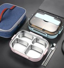 304不锈钢饭盒便当盒保温学生食堂分格便携分隔型上班族餐盒套装