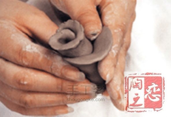 陶之恋--教你做一个陶瓷玫瑰 第6步