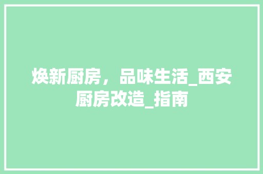 焕新厨房，品味生活_西安厨房改造_指南