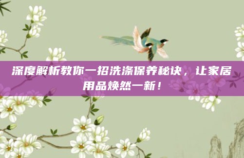 深度解析教你一招洗涤保养秘诀,让家居用品焕然一新!